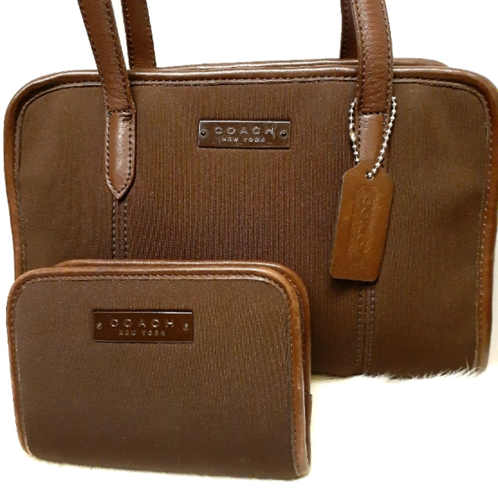 Authentic Vintage Brown Coach Purse & Wallet Set